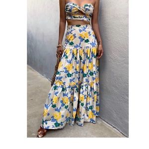 Floral printed maxi skirt